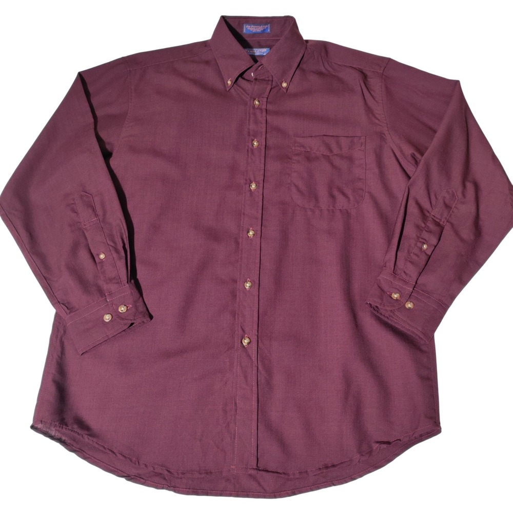 Sir Pendleton Men Burgundy Wool Button Down Shirt Size M Long Slv - Spot on cuff